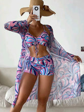 Ensemble trois pièces avec boxer à lacets et cache-maillot